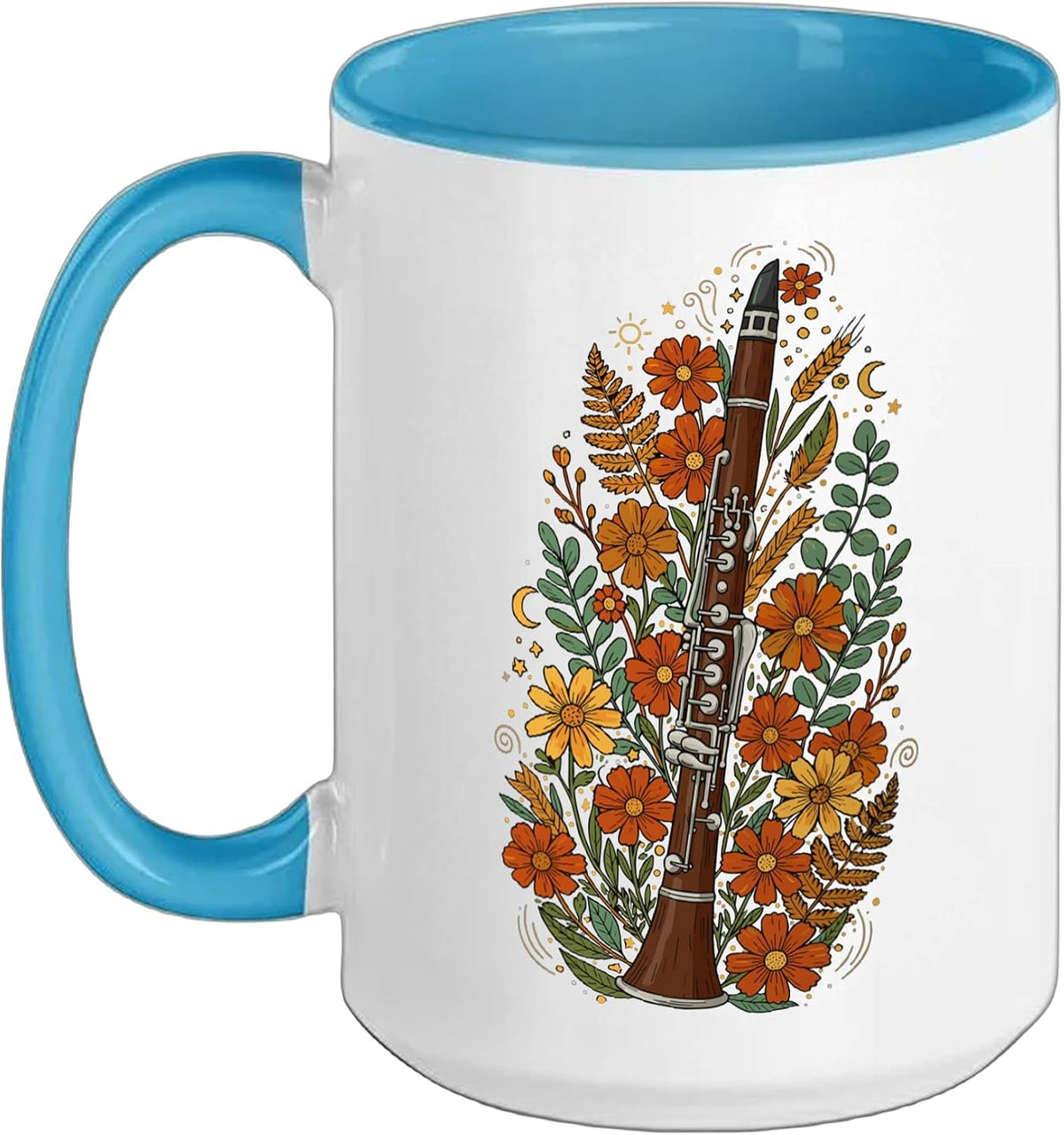 Boho Floral Clarinet Clarinetist Ceramic Mug