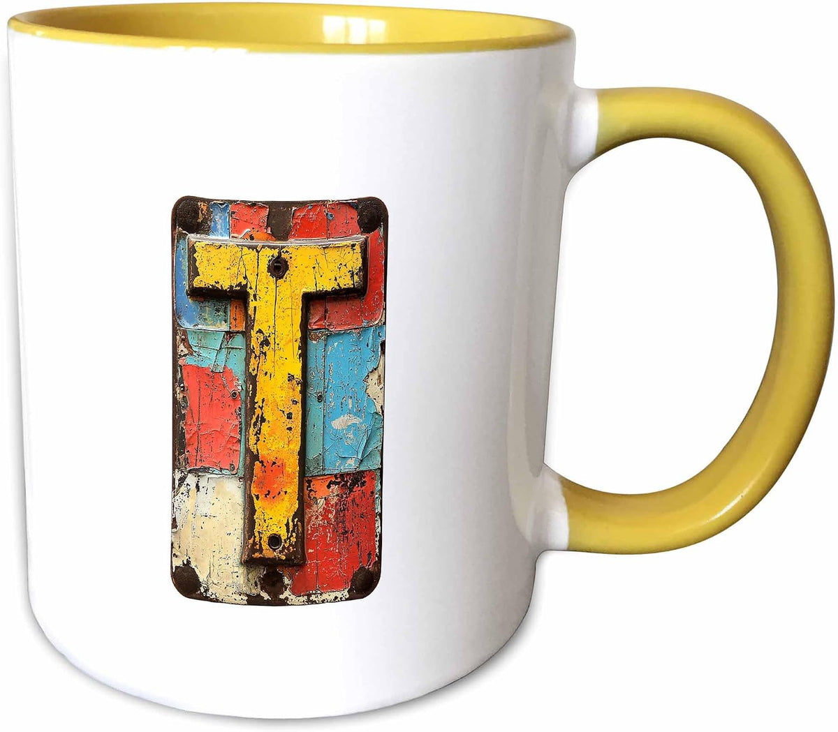 Gorgeous Grunge Metal Monogram Letter T Ceramic Mug