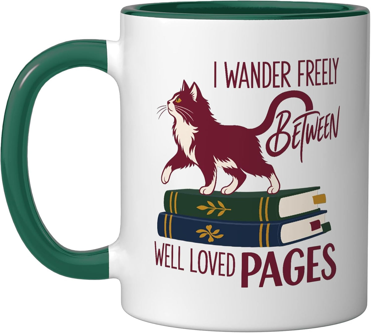 Cat Reading Books Humor Well Loved Pages Literary Bookish Ceramic Mug