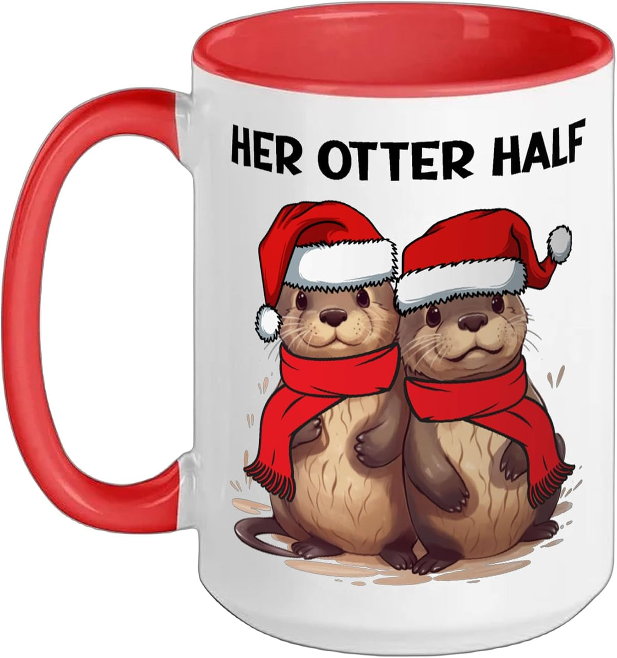 Her Otter Half Pun Cute Matching Couple Christmas Ceramic Mug
