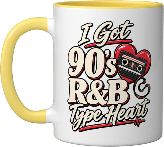 90s R&B Type Heart Funny Cassette Retro Music Lover Ceramic Mug