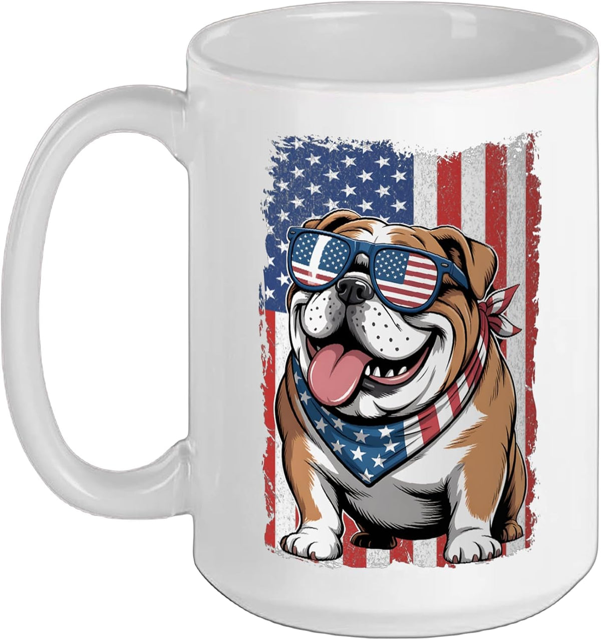 English Bulldog 4th Of July Dog Patriotic Usa Flag Man Ceramic Mug