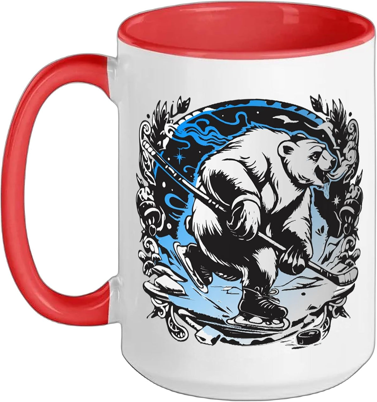 Ice Hockey Bear Puck Polar Bear Hockey Stick Ice Tattoo Ceramic Mug
