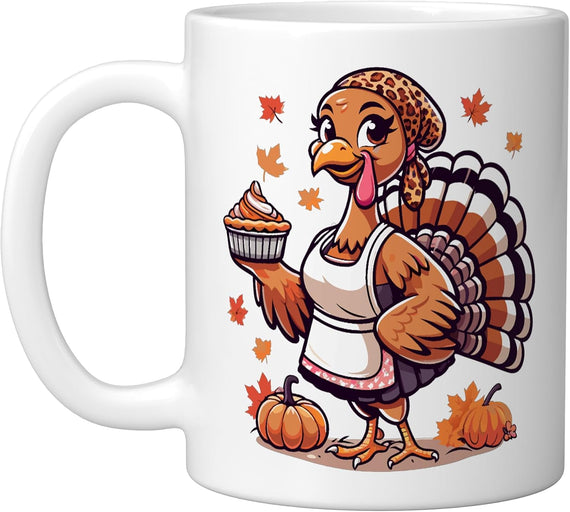 Thanksgiving Turkey Leopard Print Pumpkin Mug