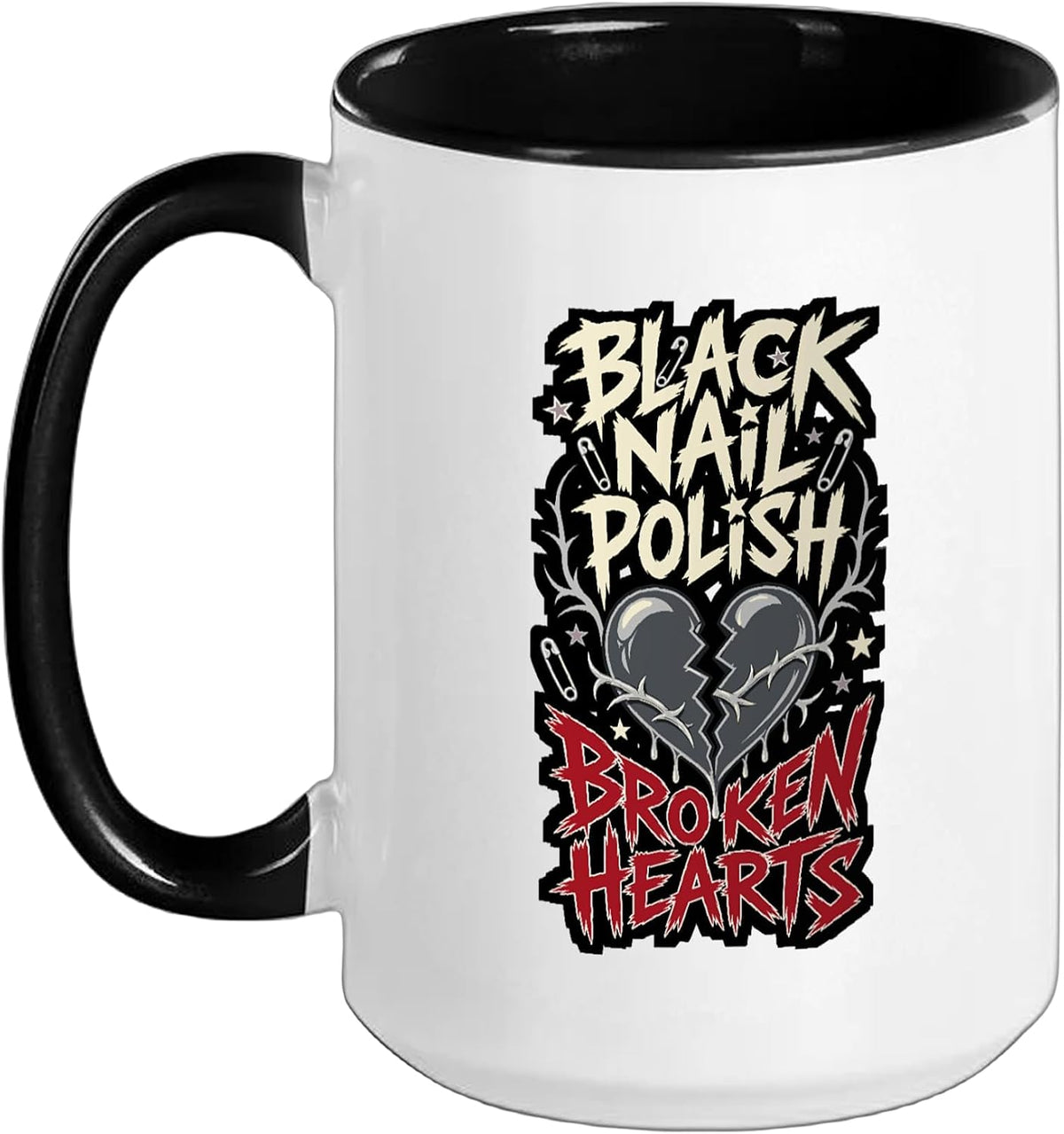 Black Nail Polish Hearts Grunge Emo Ceramic Mug