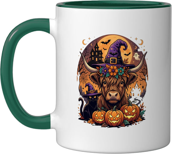 Halloween Highland Cow Pumpkin Spooky Season Costume Ceramic Mug