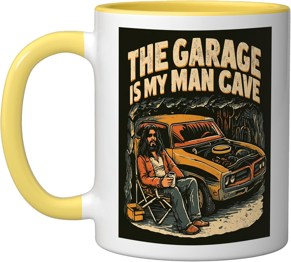 The Garage Is My Man Cave Funny Mechanic Car Guy Muscle Ceramic Mug