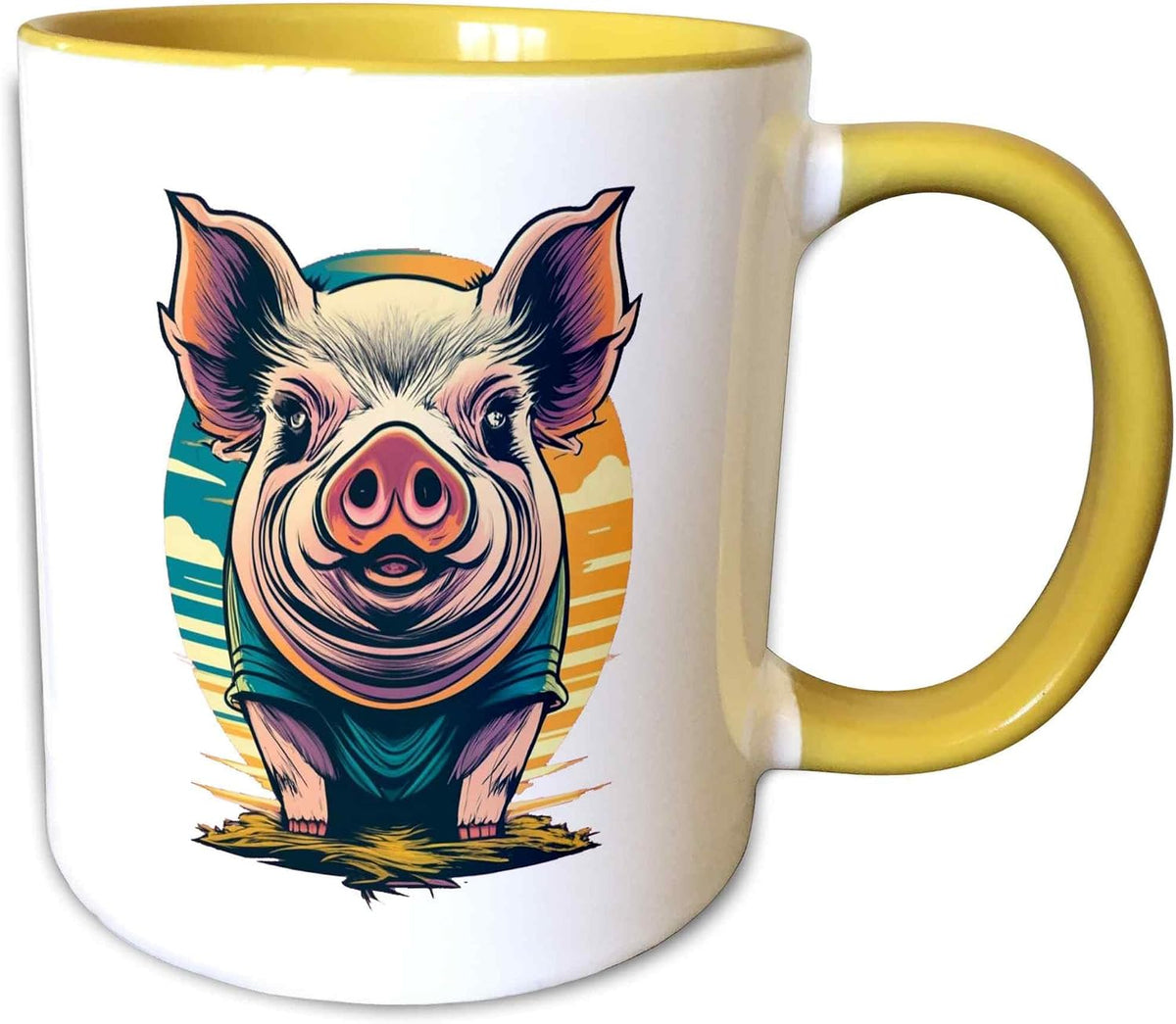 Cute Funny Cool Pot-Bellied Pig & Retro Ceramic Mug