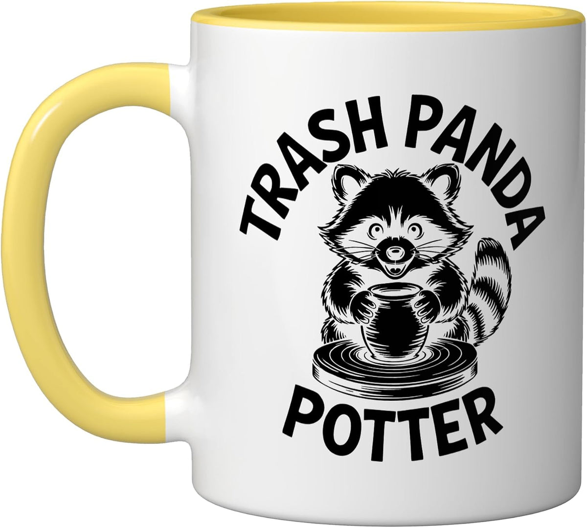Raccoon Pottery Wheel Ceramic Art Funny Animal Potter Ceramic Mug