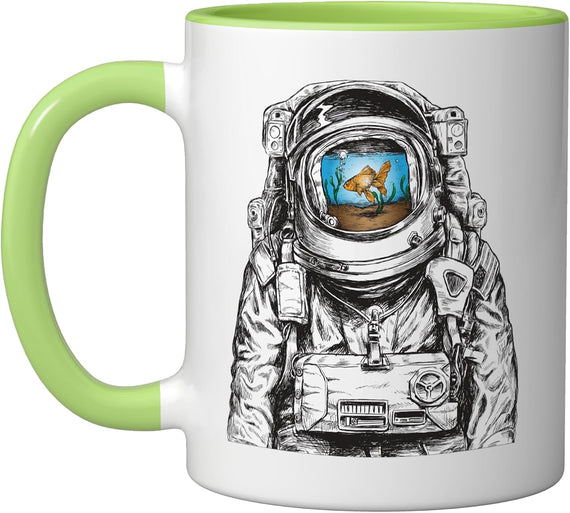 Fish Tank In Spacesuit Astronaut Goldfish Space Graphic Ceramic Mug