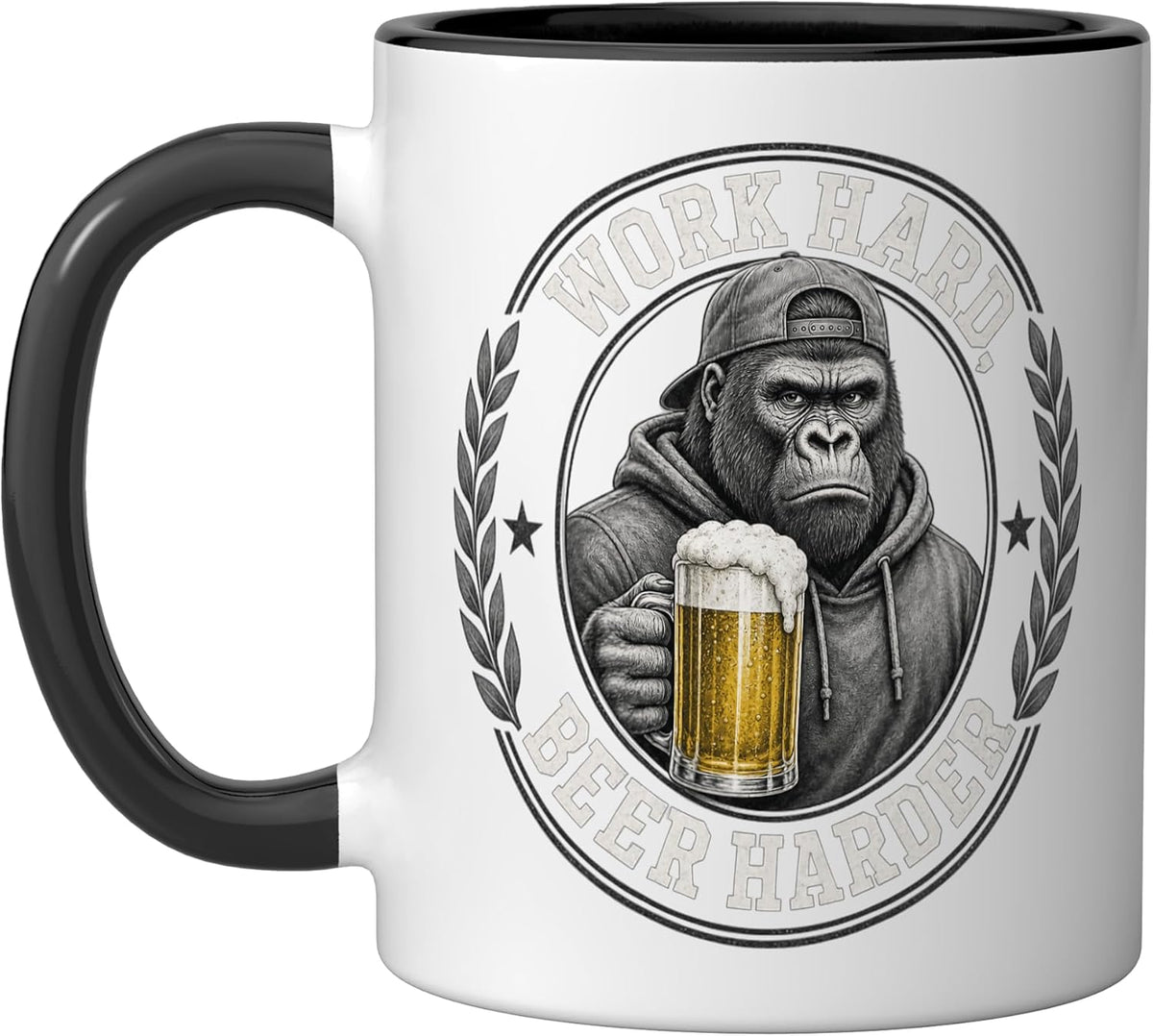 Work Hard Beer Harder Labor Day Funny Sasquatch Drinking Ceramic Mug
