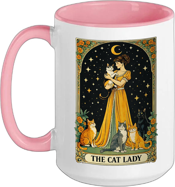The Cat Lady Tarot Card Celestial Moon Cat Lover Ceramic Mug
