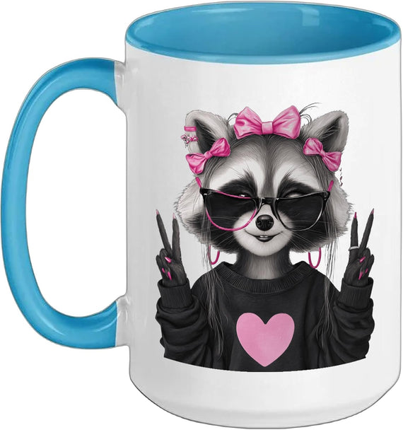 Sassy Cute Raccoon Animal Lover Design With Glasses Ceramic Mug