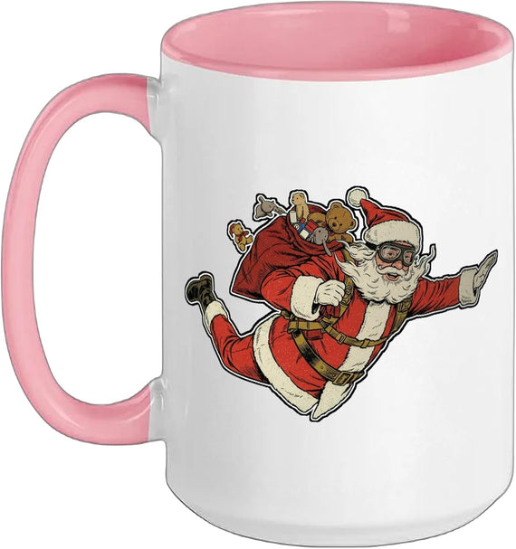 Christmas Santa Skydiving Freefall Ceramic Mug
