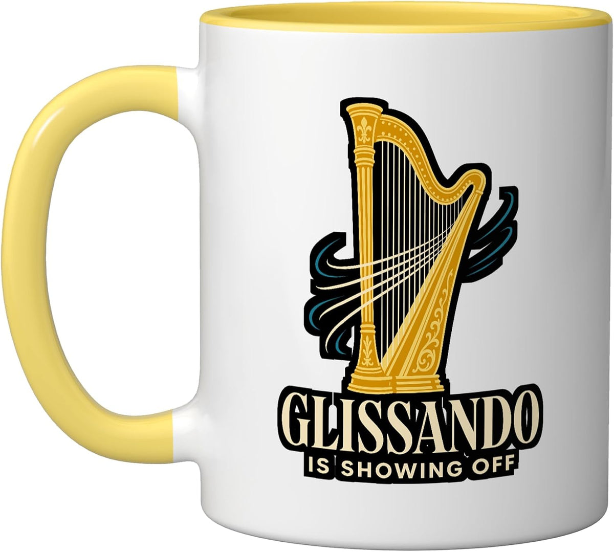 Harpist Glissando Is Showing Off Harp Player Orchestra Ceramic Mug