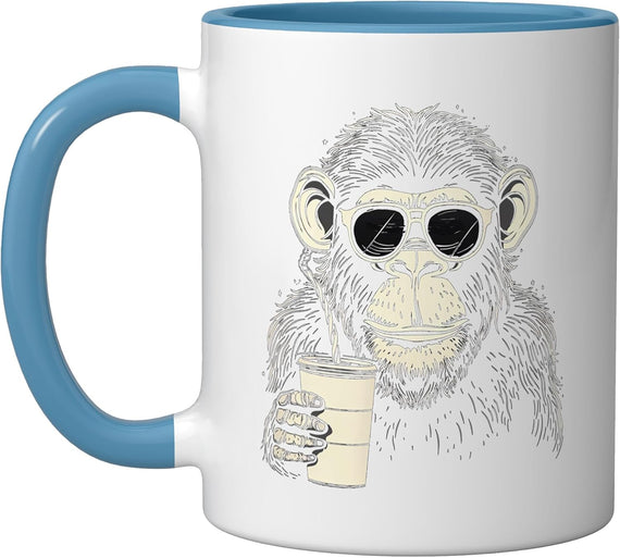 Monkey With Cool Sunglasses And Of Coffee Ape Monkeys Ceramic Mug