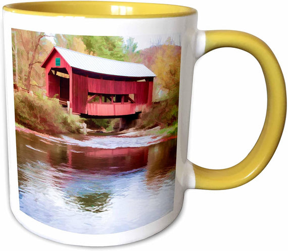Usa, Vermont. Abstract Of Covered Bridge Ceramic Mug