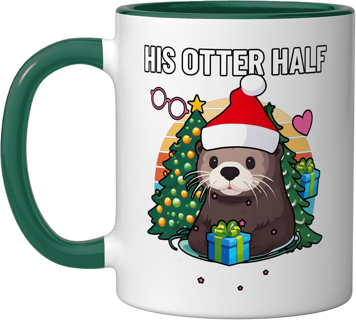 His Otter Half Christmas Santa Hat Fun Couples Merry Xmas Ceramic Mug