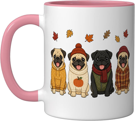 Pug Fall Autumn Season Pumpkin Dog Halloween Ceramic Mug