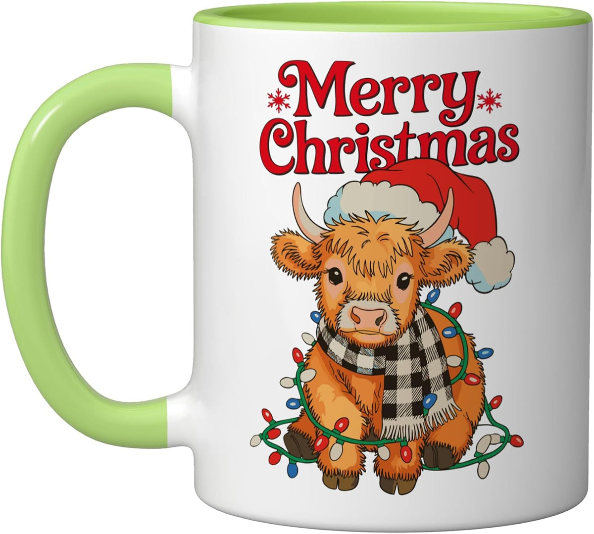 Merry Christmas Cow with Lights Cute Holiday Season Ceramic Mug