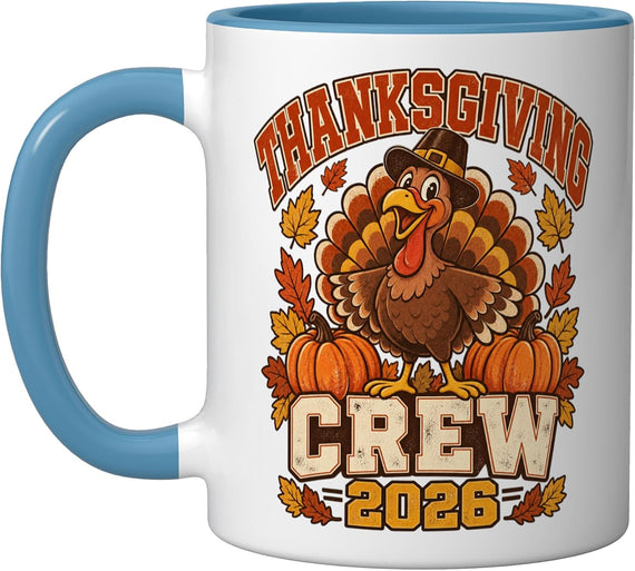 Thanksgiving Crew 2026 Turkey Pilgrim Hat Ceramic Mug