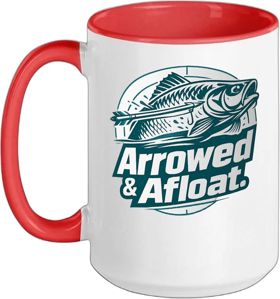 Arrowed And Afloat Bowfishing Hunter Funny Ceramic Mug