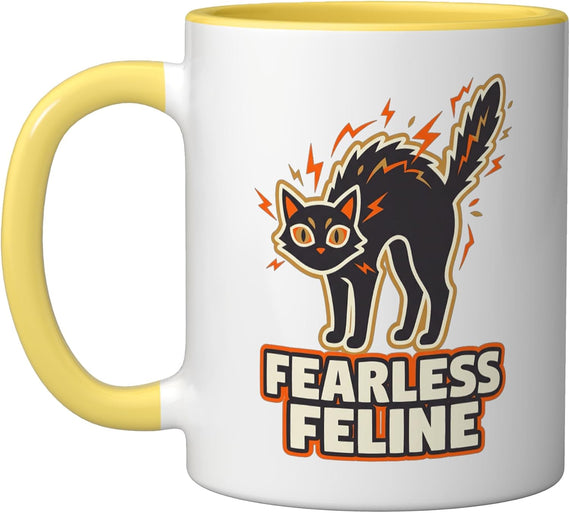 Black Cat Arched Back Lightning Bolts Halloween Cat Design Ceramic Mug