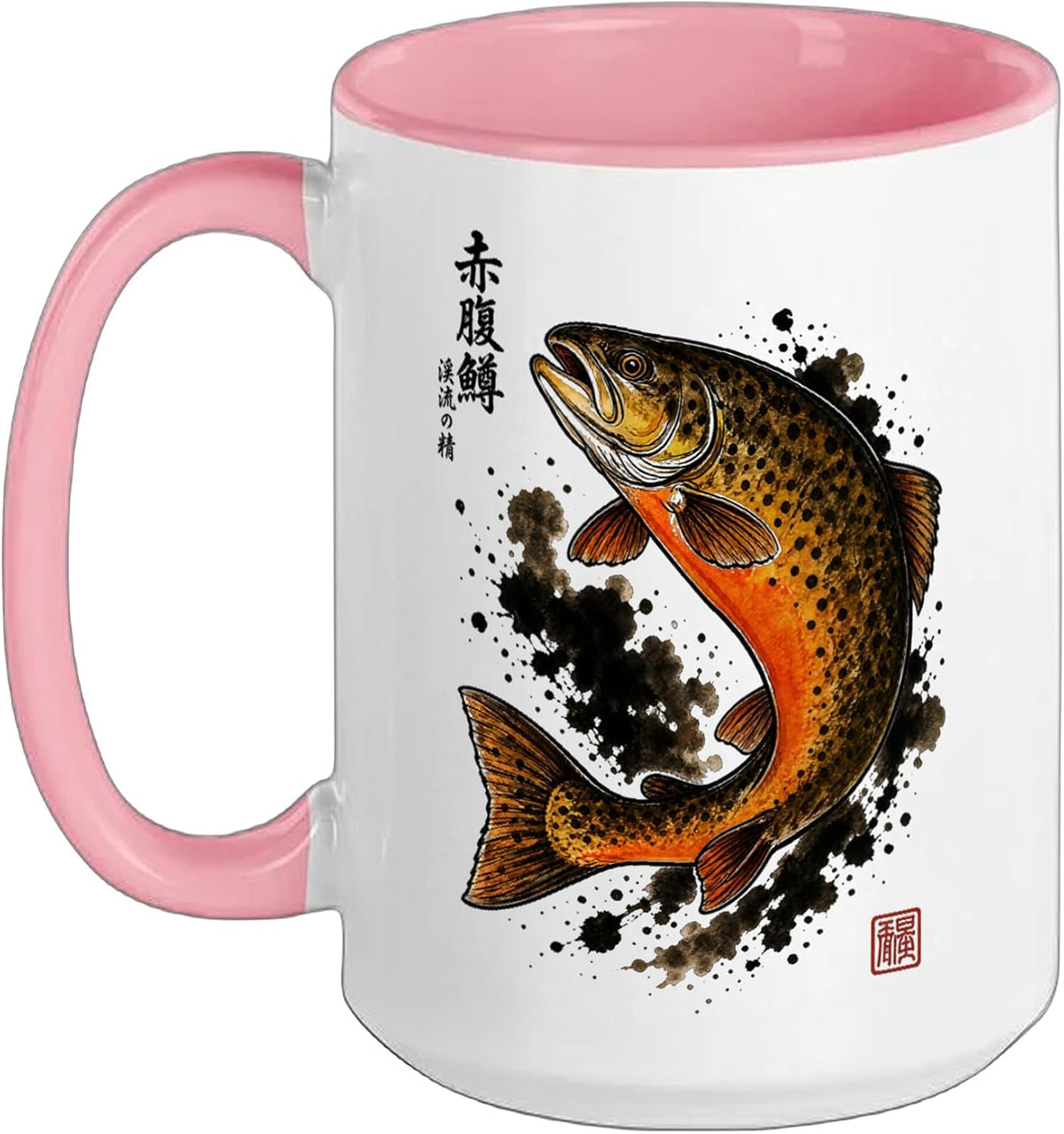 Brown Trout Gyotaku Japanese Fishing Angler Ceramic Mug