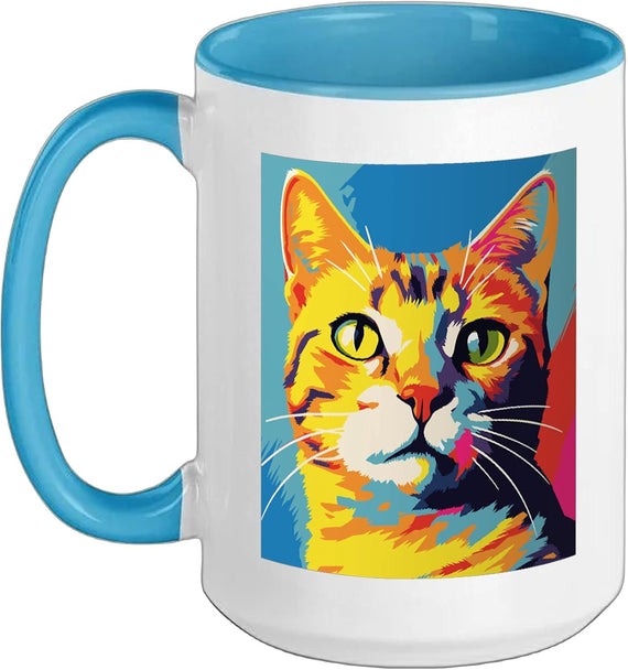 Colorful Pop Art Cat Portrait Ceramic Mug