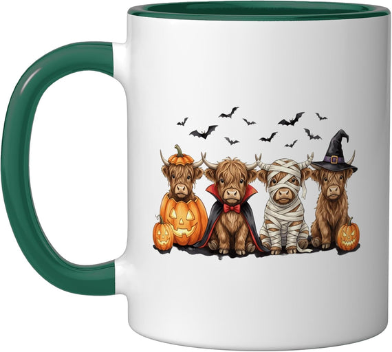 Halloween Highland Cow Pumpkin Spooky Season Costume Ceramic Mug