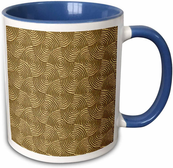 Round Shaped Golden Metal Surface Art Ceramic Mug