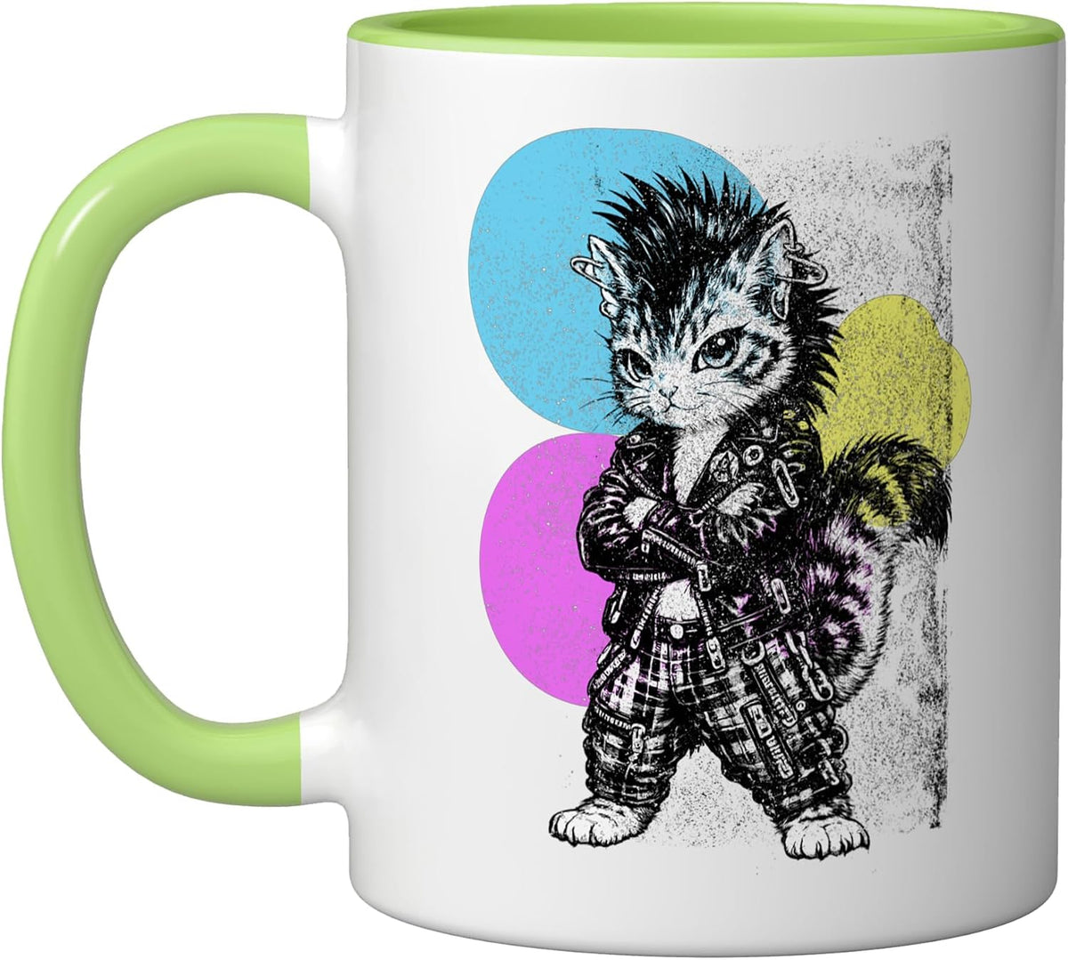 Punk Kitten Mohawk Retro 70s Rock Cat Ceramic Mug