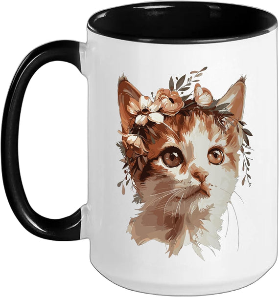 Cat Flower Ceramic Mug