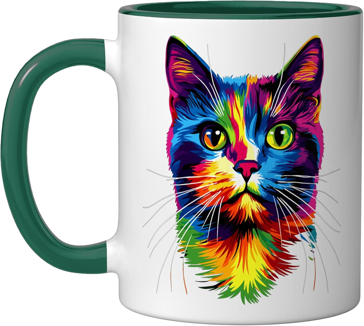 Cat In Colorful Rainbow Colors Popart Meow Love Cats Ceramic Mug
