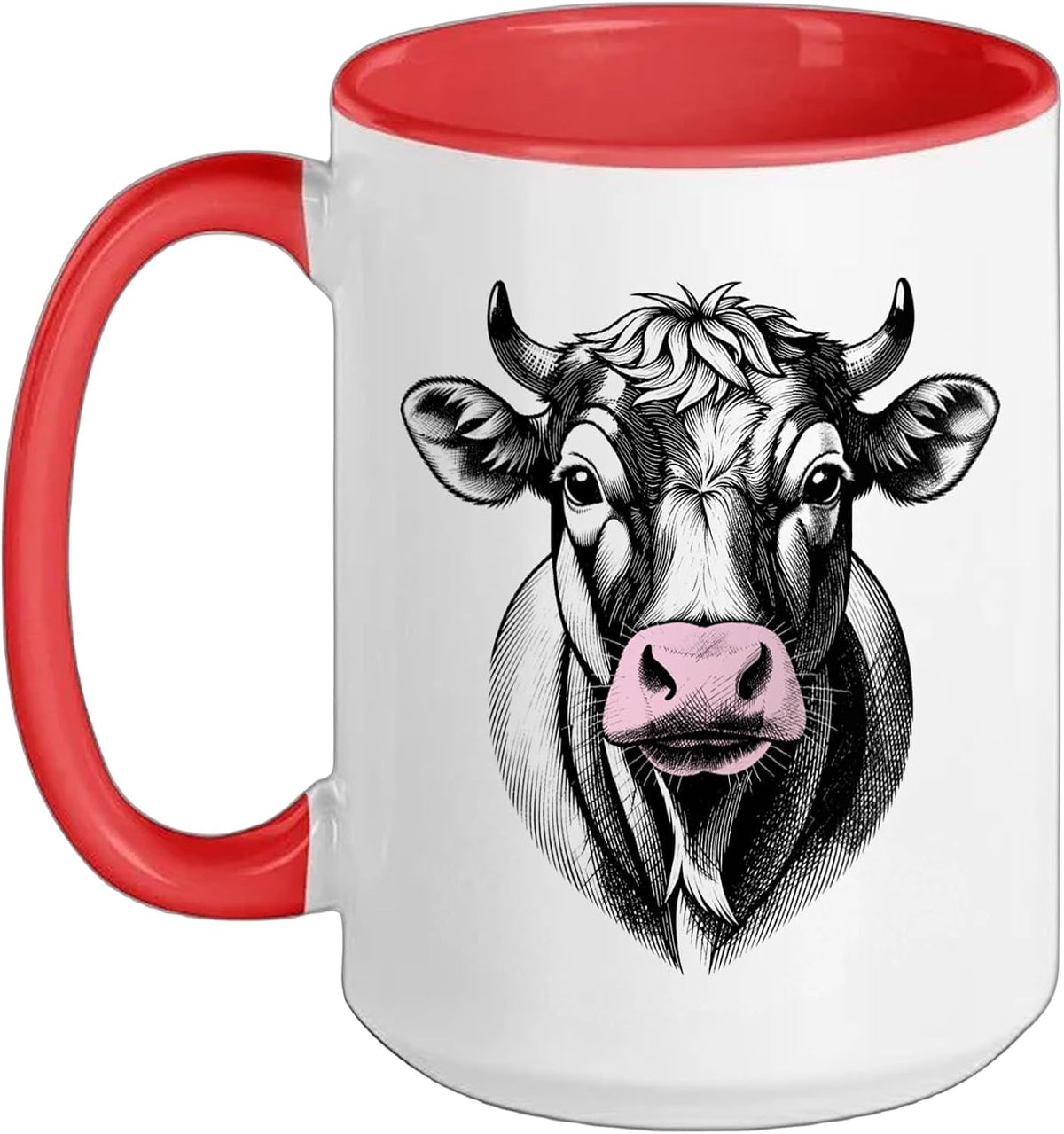 Cute Cow With Pink Nose Simple Drawing Ceramic Mug