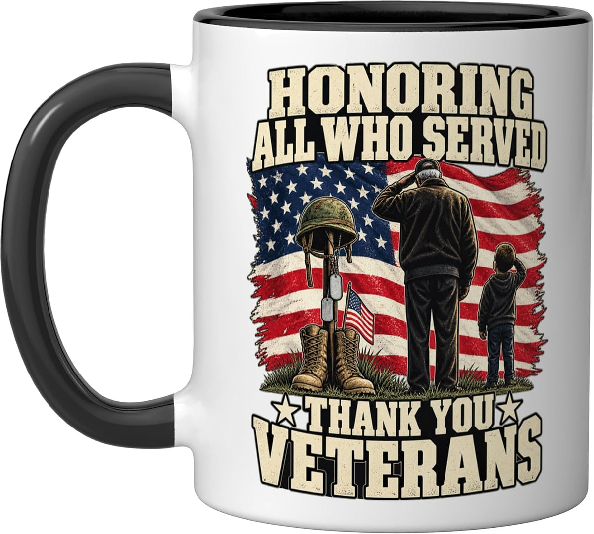 Honoring All Who Served Salute Child Boots Veterans Day Ceramic Mug