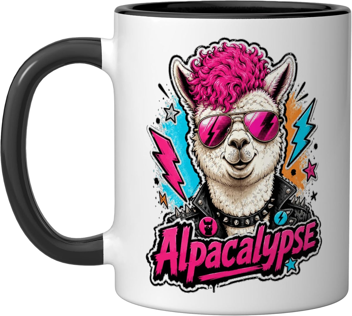 Funny Alpaca Punk Style Design Llama Cute Funky Animal Ceramic Mug