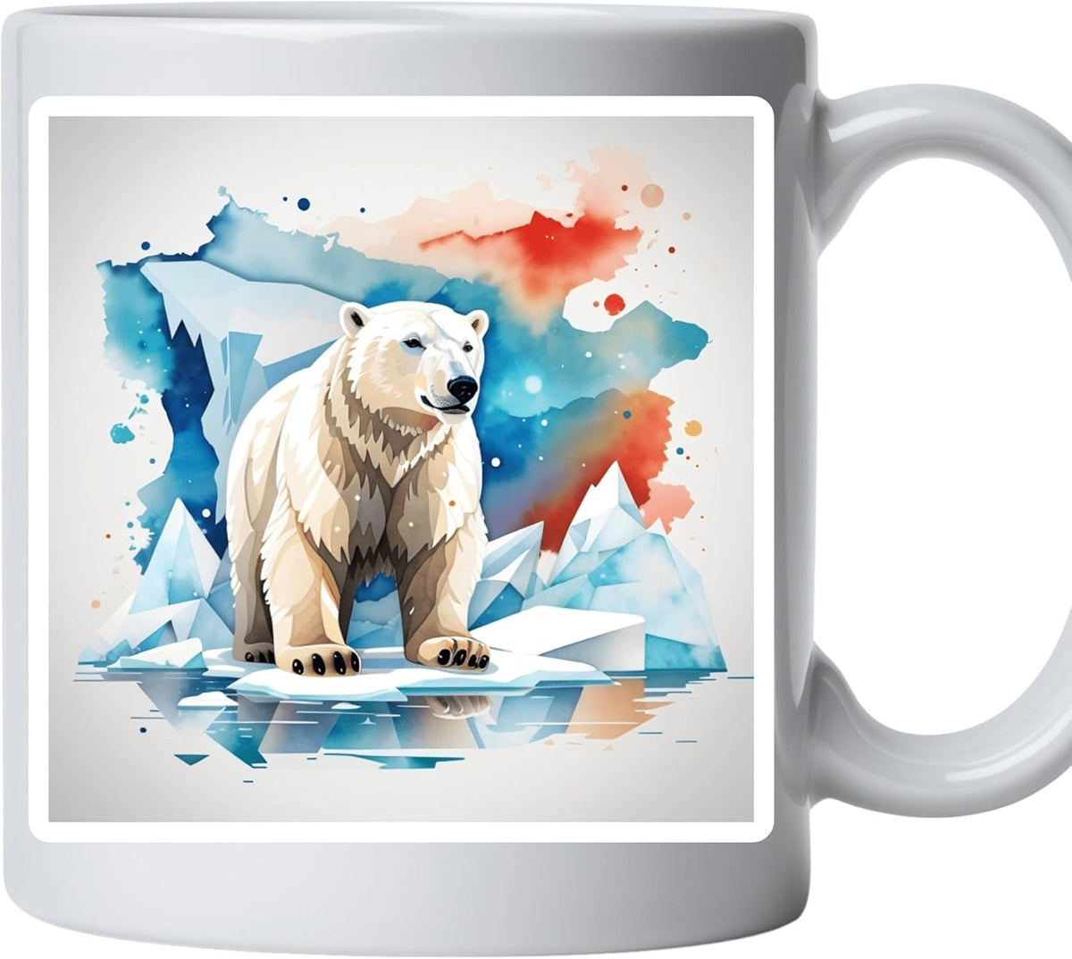 Polar Bear - Watercolor Arctic Animal Mug - 11 Ounce White Ceramic Mug
