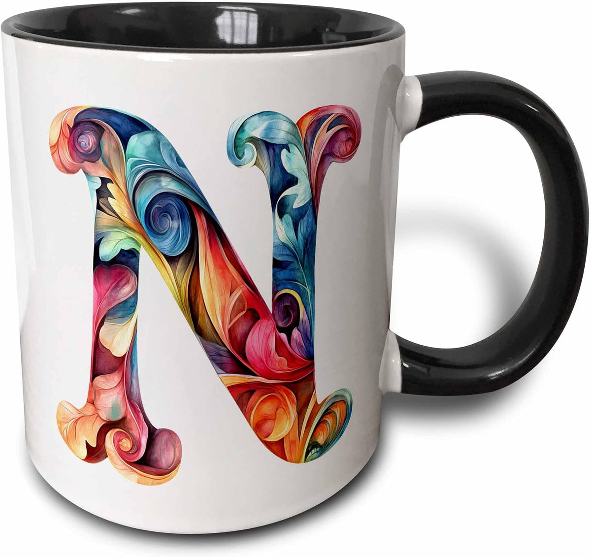 Colorful Monogram Letter N Ceramic Mug