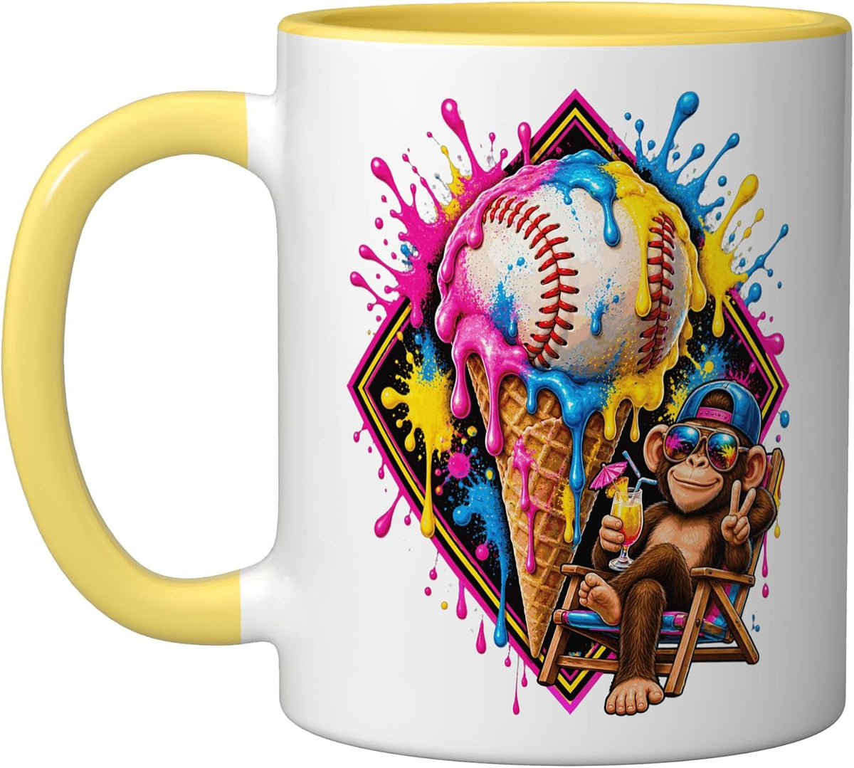 Baseball Monkey Summer Party Tropical Vibes Men Women Ceramic Mug