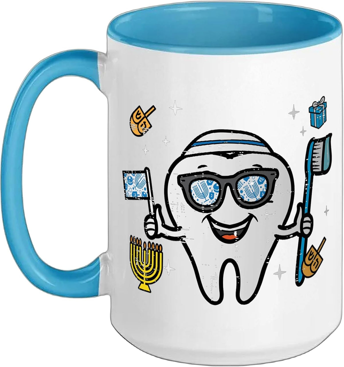 Hanukkah Dentist Tooth Chanukah Jew Dental Men Women Kids Ceramic Mug