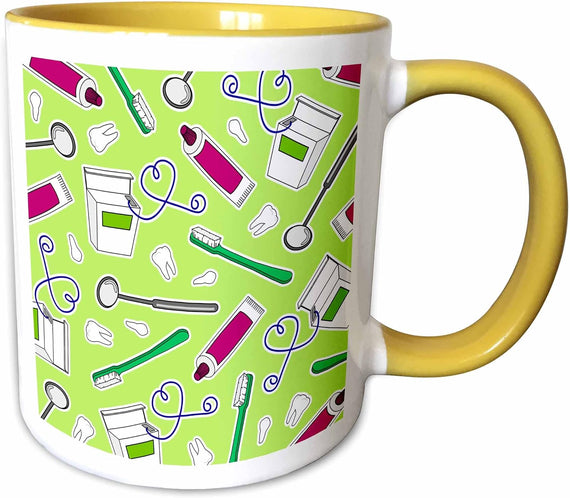 Cute Dentist Dental Hygienist Print Green Ceramic Mug