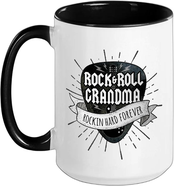 Rock And Roll Grandma Rockin Hard Forever Ceramic Mug