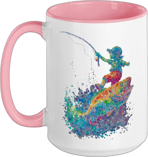 Colorful Bass Fishing Splash Design For Anglers Ceramic Mug