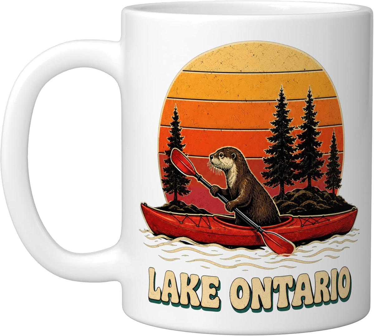 Lake Ontario Otter Kayak Paddling Forest Lake Outdoors Ceramic Mug