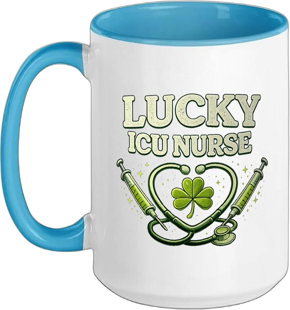 Lucky Icu Nurse Shamrock Stethoscope Design St. Paddy's Ceramic Mug