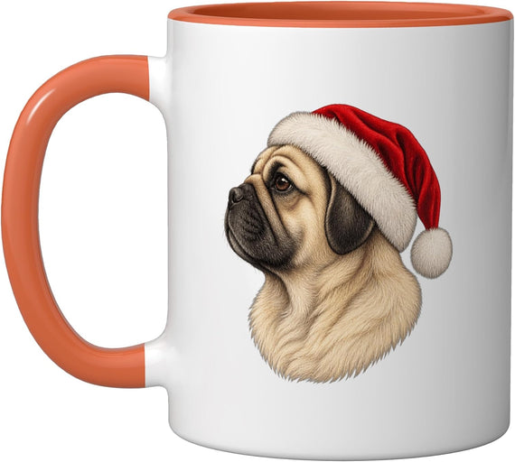Pug Santa Hat Christmas Dog Portrait Ceramic Mug