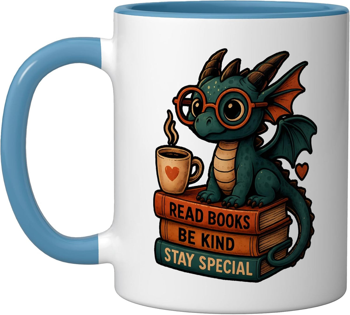 Book Lovers Reading Dragon Reading Bookworm Book Lover Ceramic Mug