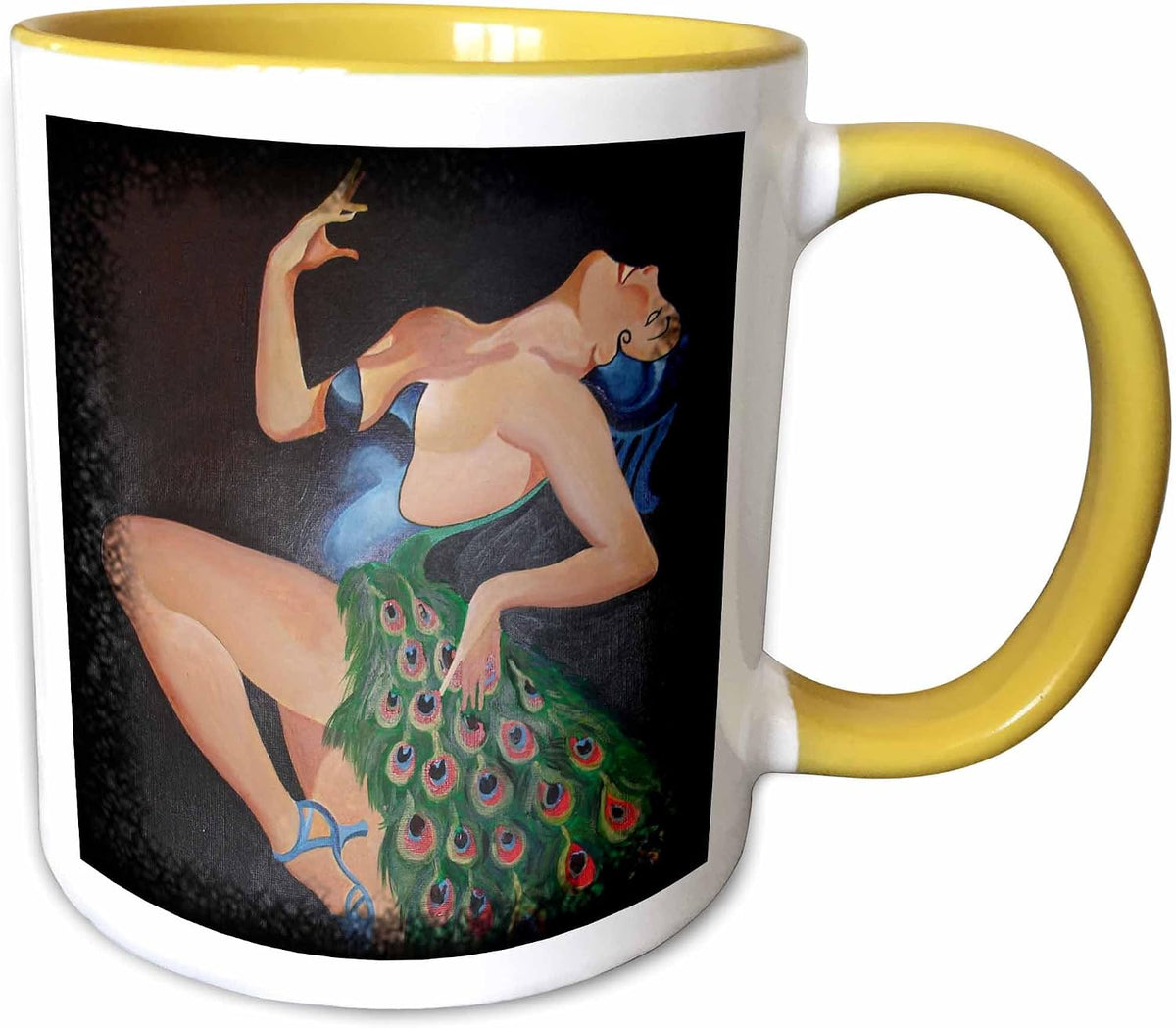 Taiche Acrylic Art - Woman Peacock Party Ceramic Mug