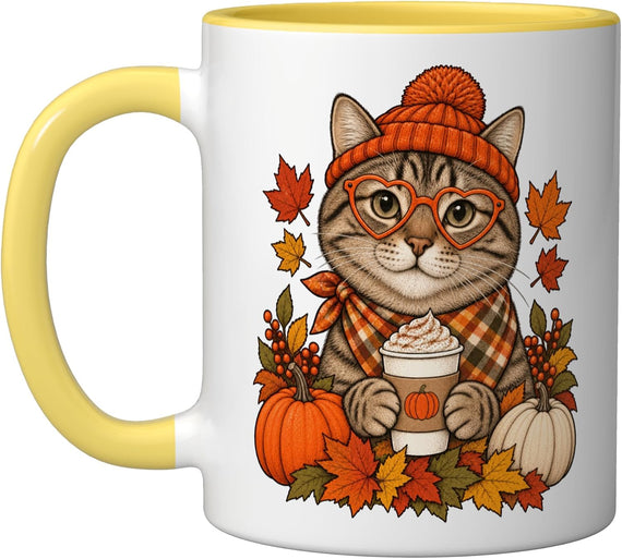 Cozy Fall Tabby Cat Pumpkin Spice Ceramic Mug
